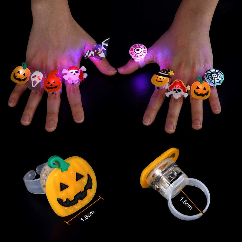 GAOMON 54pcs Halloween Light Up Rings Toys