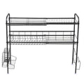 GAOMON Single Layer Bowl Rack Shelf Dish Drainer 90cm Inner Length Kitchen Organizer Black