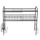 GAOMON Single Layer Bowl Rack Shelf Dish Drainer 90cm Inner Length Kitchen Organizer Black
