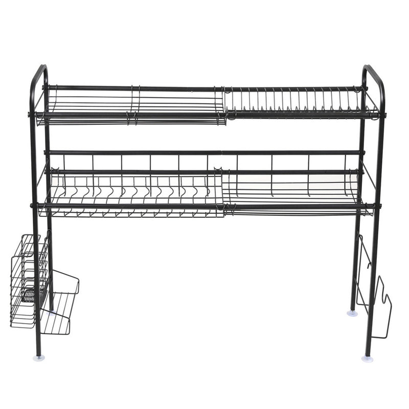 GAOMON Single Layer Bowl Rack Shelf Dish Drainer 90cm Inner Length Kitchen Organizer Black