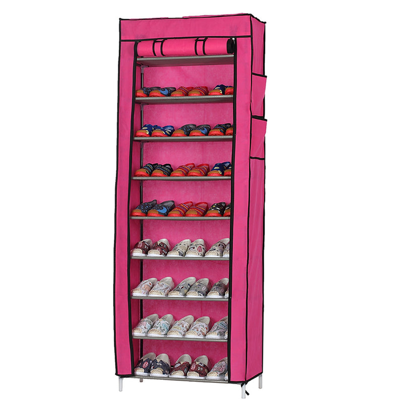 GAOMON 10-layer Shoe Rack Room-Saving Shoe Cabinet Rose Red