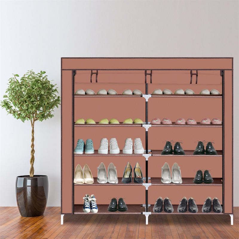GAOMON 7 Layers 14 Grids Shoe Rack Portable Shoe Cabinet Brown