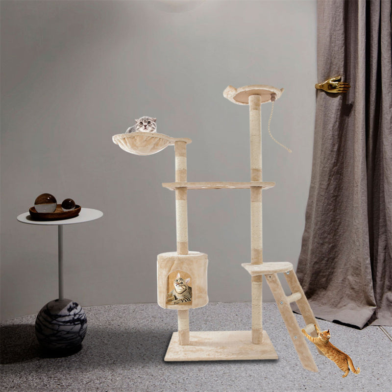 GAOMON Multi-level Cat Tree Condo Cat Climbing Frame for Kittens Cats Pets Beige