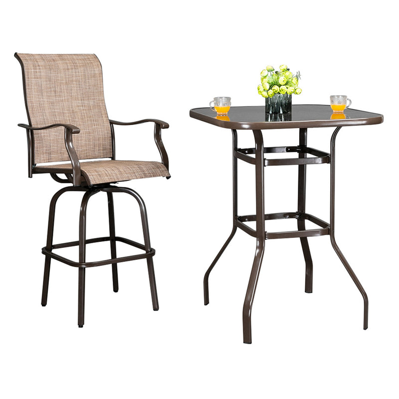 GAOMON Bar Table Patio Table Bistro High Top Patio Table Outdoor Brown