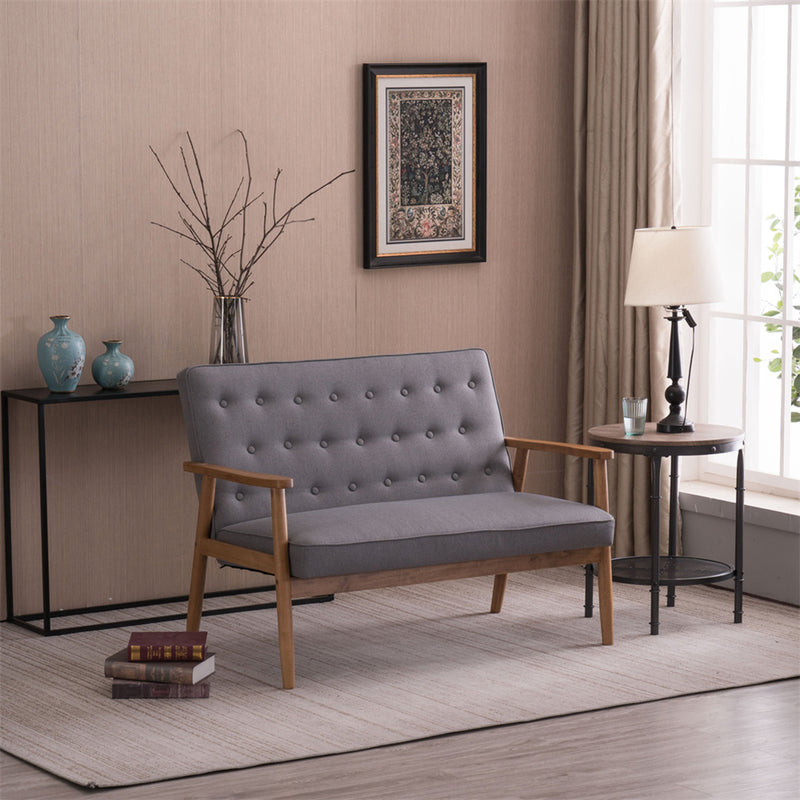 GAOMON Wooden Leisure Chair Retro Modern Comfortable Double Sofa Chair 126 x 75 x 83.5cm
