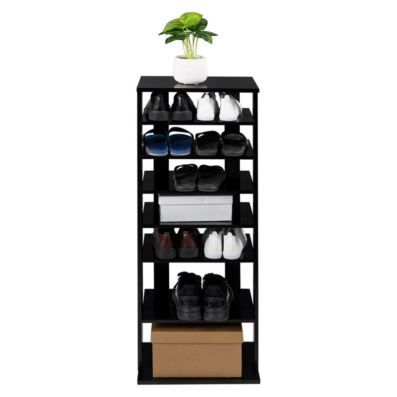 GAOMON 7-layer Wooden Shoe Rack Storage Mount Household Furniture Room Organizer Black