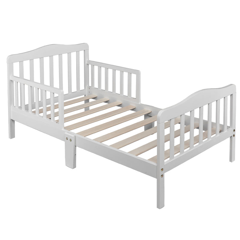 GAOMON Wooden Baby Toddler Bed Pine Children Bedroom Furniture with Safety Guardrail