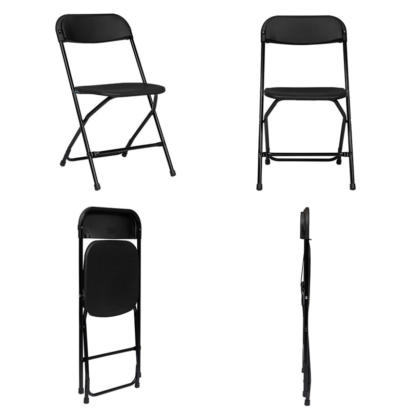 GAOMON 5pcs Folding Chair Plastic Portable Stackable Patio Stool Black