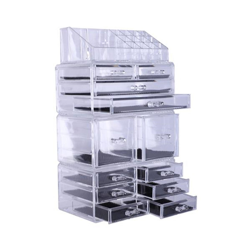 GAOMON 4Pcs/Set Makeup Organizer Plastic Cosmetic Storage Drawers Display Box Transparent