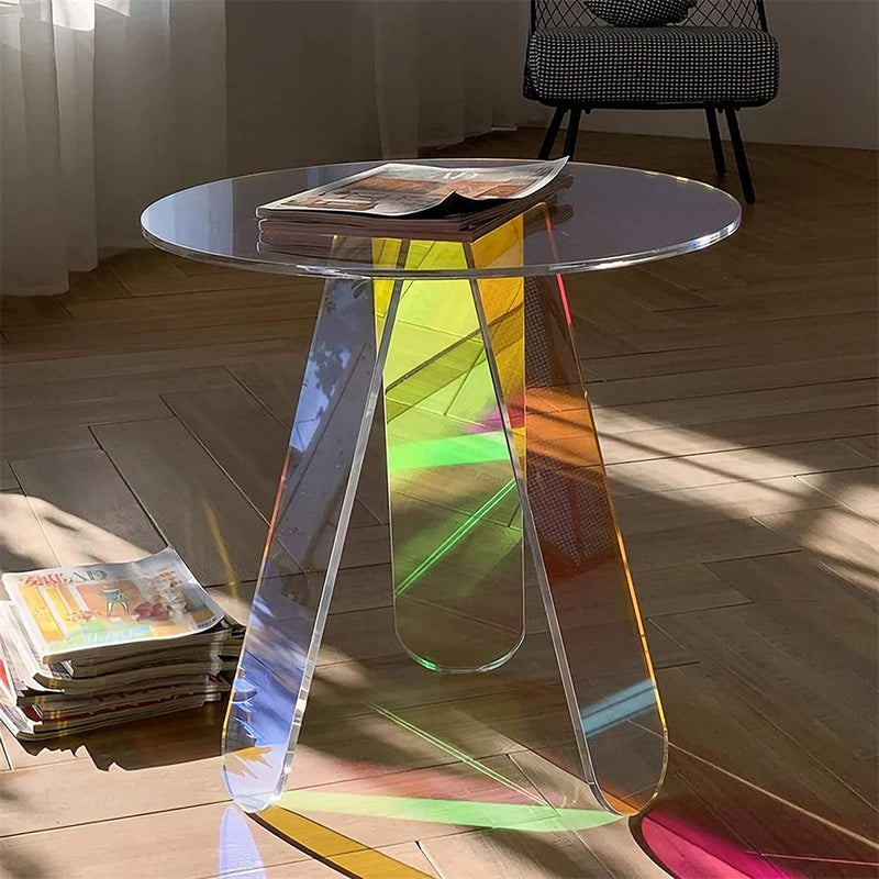 GAOMON Acrylic Coffee Table Modern Round Glass End Table Side Table - Large