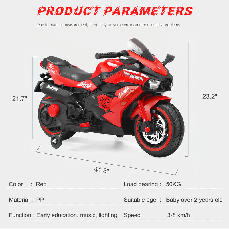 GAOMON Electric Motorcycle Toys 12V Battery 2-Wheel Motorbike Kids Rechargeable Ride - Blue