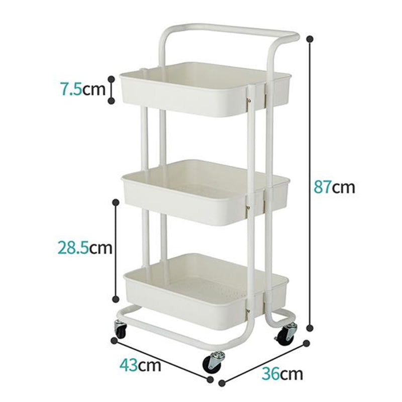 GAOMON 3 Layers Storage Cart for Kitchen Bedroom Milk White