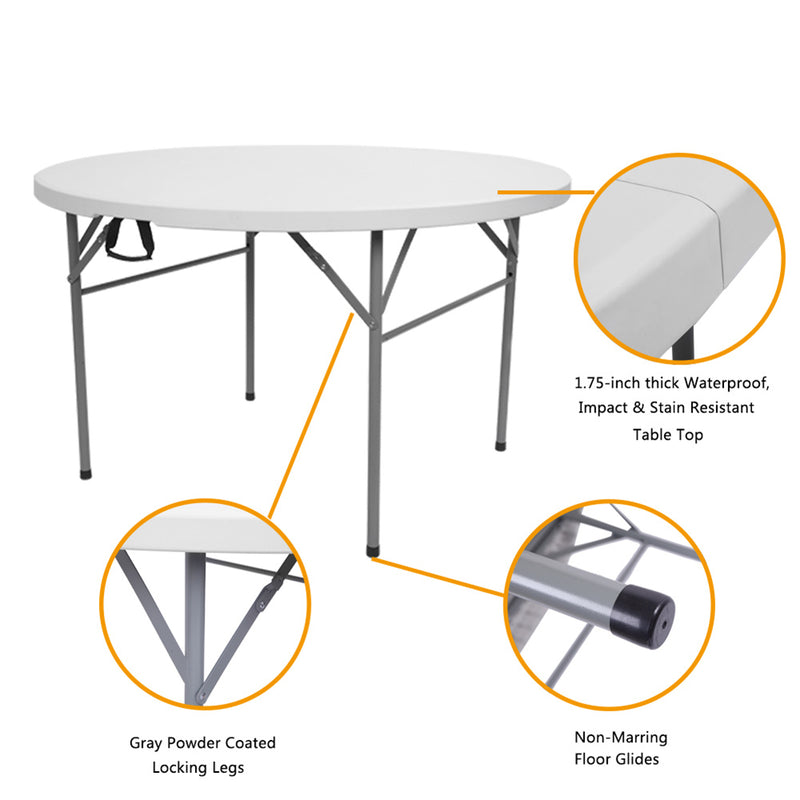 GAOMON 48 Inch Round Folding Table Lightweight Outdoor Utility Table Furniture