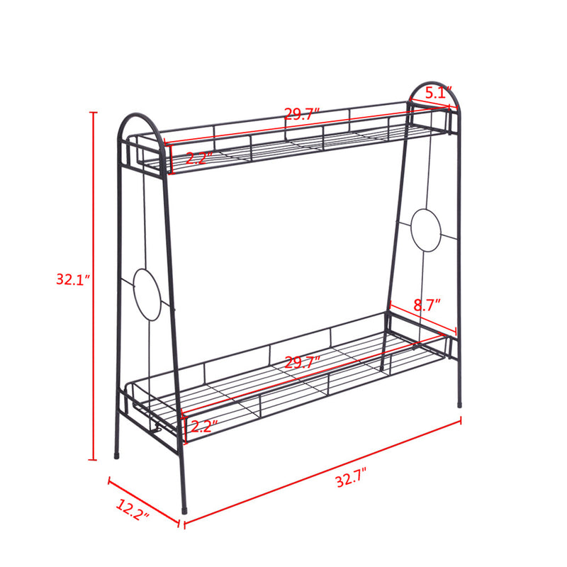 GAOMON 2-tier Standing Plant Stand Round Pattern Plant Rack Black
