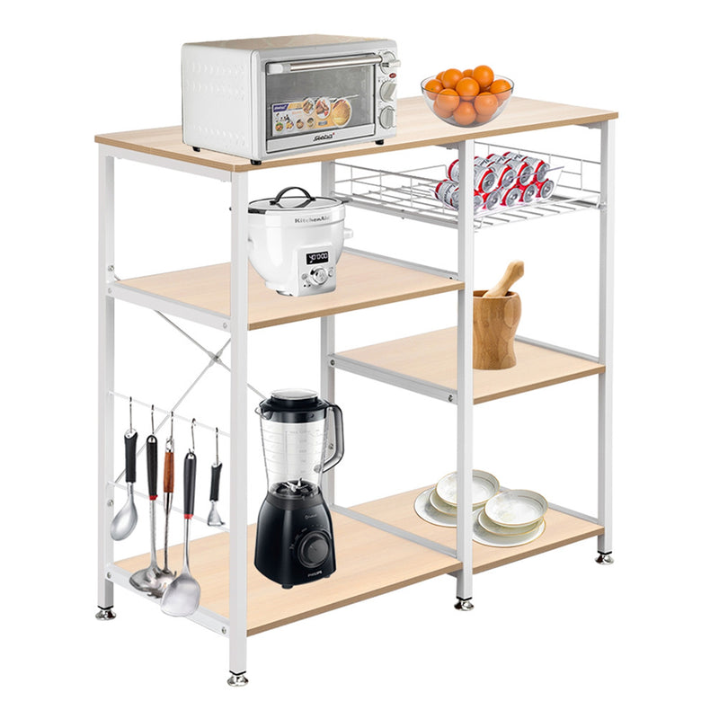 GAOMON 4-layer Microwave Oven Rack Floor-standing White Maple