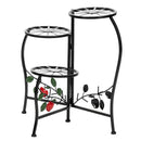 GAOMON Metal Plant Stand Shelf 3-base Flower Pot Holder Organizing Racks Black