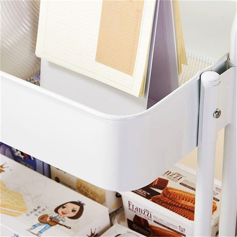 GAOMON 3-tier Widened Cart Multi-function Layer Cart Movable Storage Rack Ivory