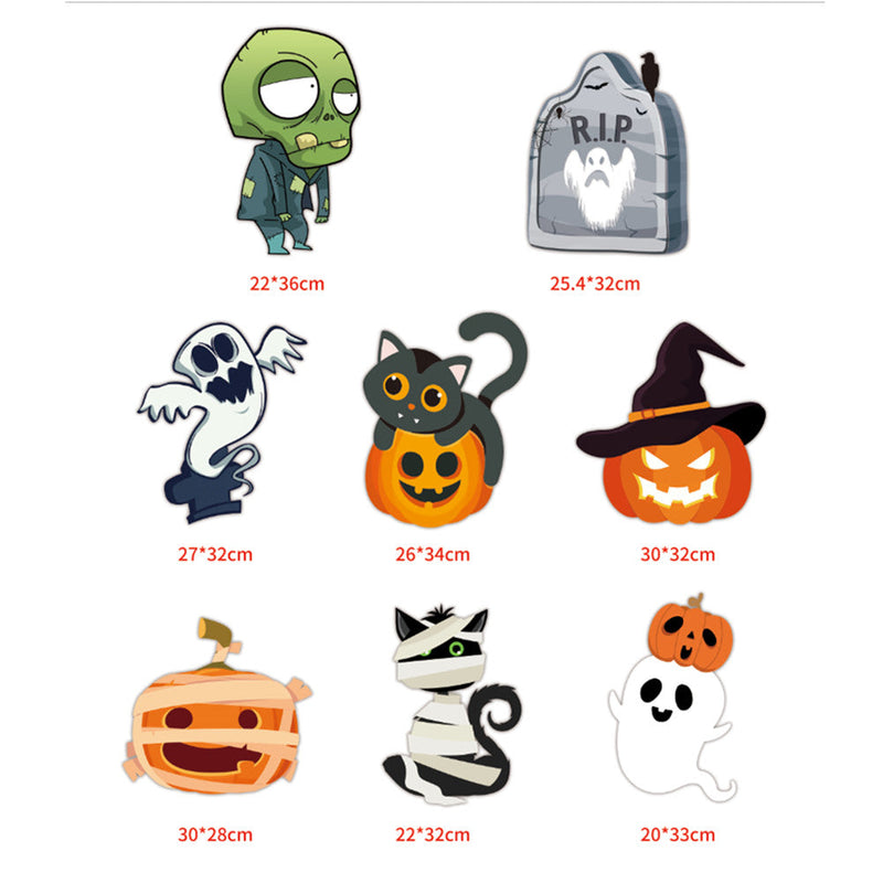 GAOMON 8pcs Corrugated Wooden Sign Halloween Decoration Card