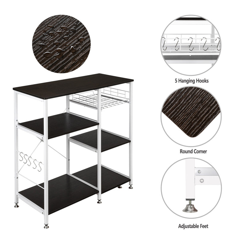 GAOMON 4-layer Microwave Oven Rack Floor-standing 90*40*84cm Black