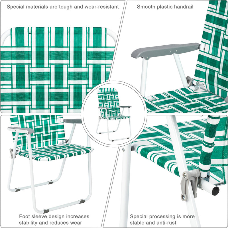 GAOMON 2pcs Beach Chair Steel Tube Bearing 120kg Folding Beach Chair Light Green Stripes