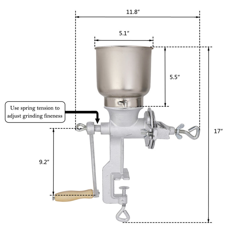 GAOMON Hand Crank Grain Mill Manual Grinder Silver