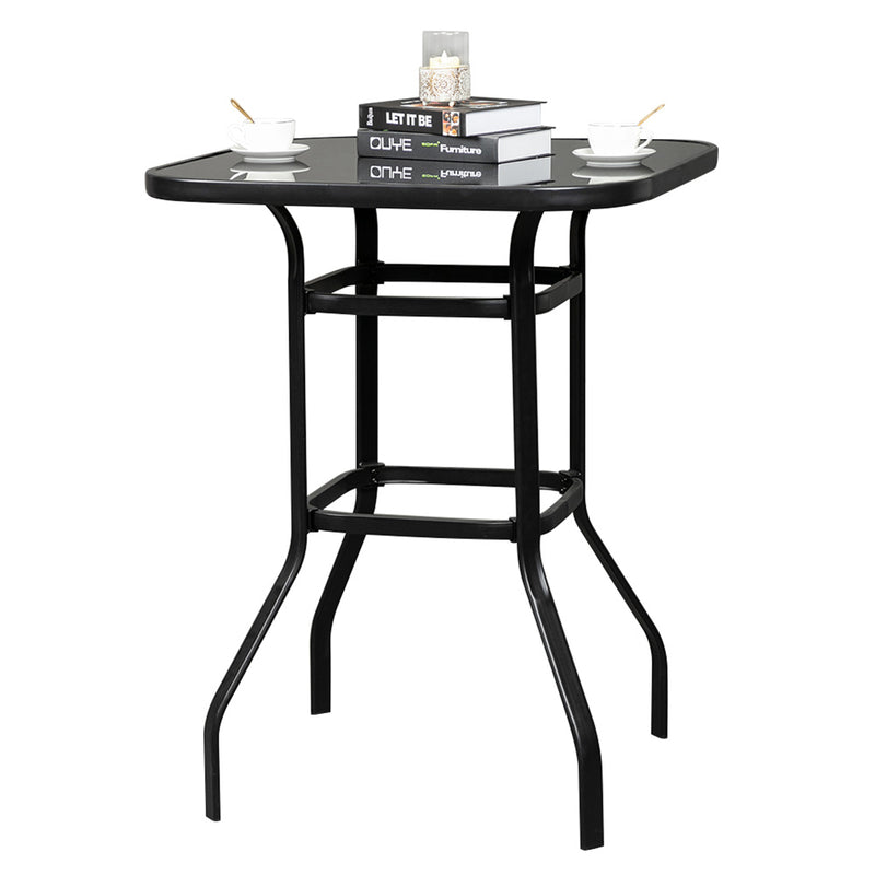 GAOMON Iron Patio High Bar Table 5mm Tempered Glass Exquisite Workmanship Table