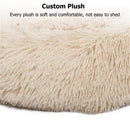 GAOMON Round Plush Pet Bed Fluffy Soft Warm Calming Bed Dog Cat Sleeping Nest Khaki