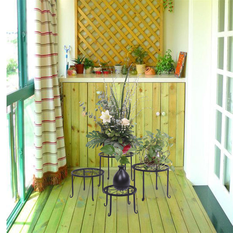 GAOMON 4pcs Plant Stands Indoor Outdoor Strong Plant Shelves Black