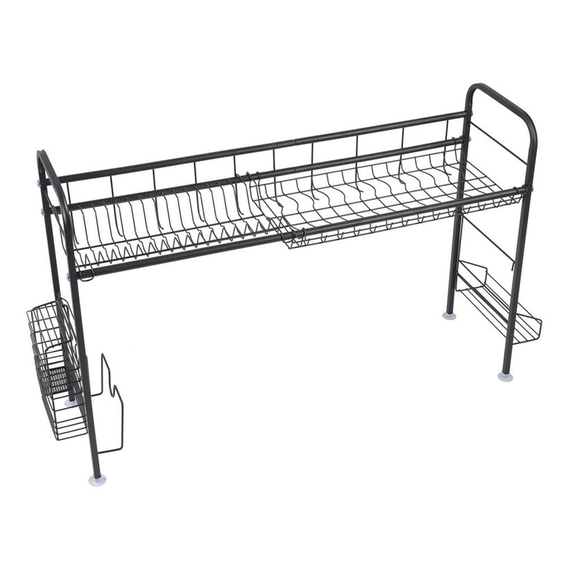 GAOMON Single Layer Bowl Rack Shelf Dish Drainer 90cm Black