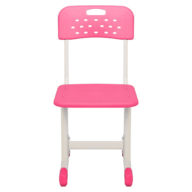 GAOMON Student Table Chair Set Adjustable White Paint Wood Grain Surface Plastic Pink