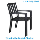 GAOMON 2PCS Vertical Grid Iron Dining Chair with Arms Backrest