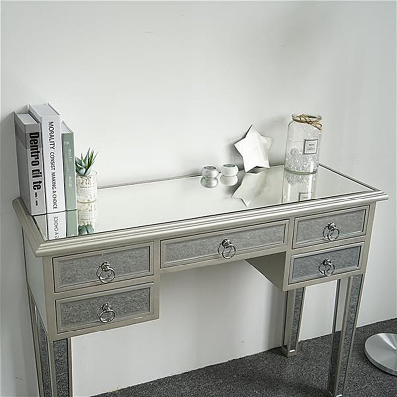 GAOMON Mirrored Desk Vanity Table With 5 Drawers For Home Bedroom Storage