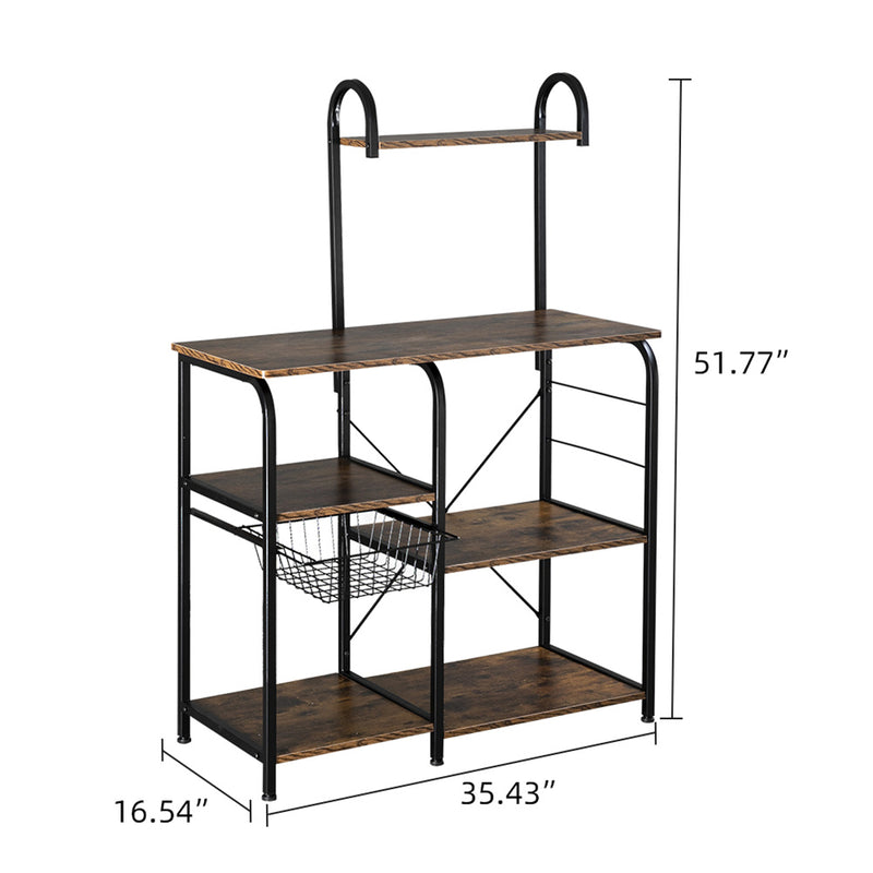 GAOMON 4 Layers Storage Rack Adjustable Microwave Oven Rack Storage Shelves with 10 Hooks