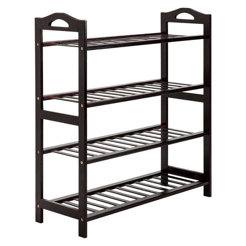 GAOMON Bamboo Shoe Rack with Handles 12-batten 4 Tiers Multipurpose Coffee