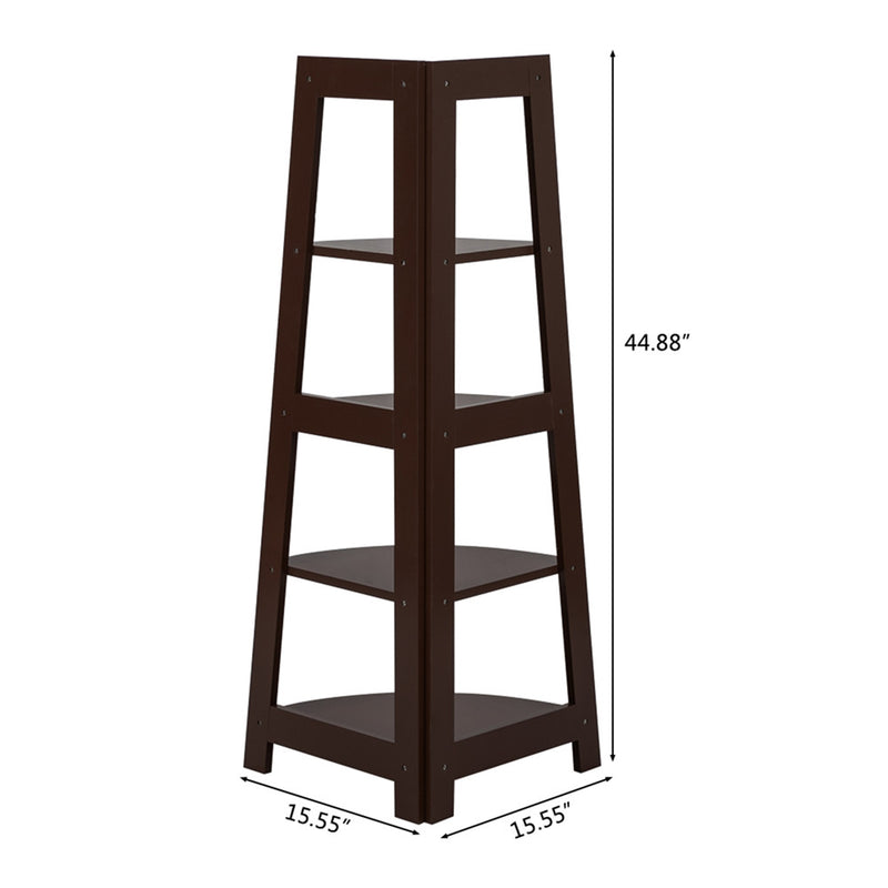 GAOMON 5-layer Fan-shaped Corner Shelf Household Organizer for Living Room Brown