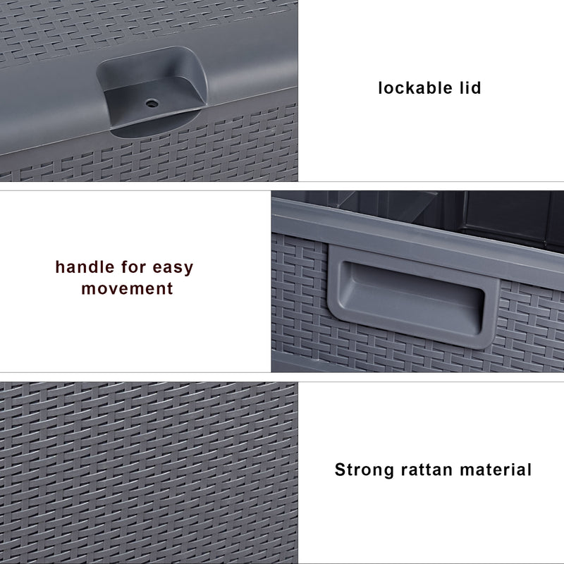 GAOMON Outdoor Garden Plastic Deck Box 120gal Storage Capacity Waterproof Lockable Container