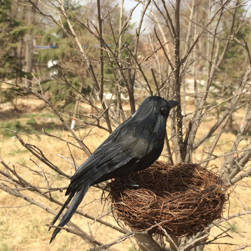 GAOMON 1pc Black Feathered Crow Extra Large Handmade Realistic Shape Birds For Halloween