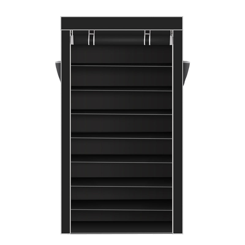 GAOMON Shoe Rack 10 Layers Widened Black Shoe Cabinet 160*30*88 Black