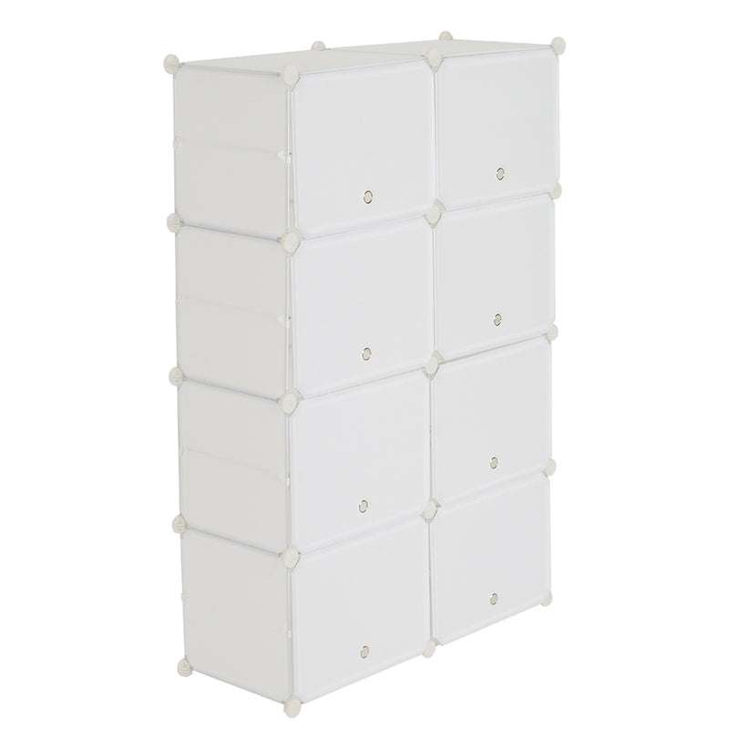 RONSHIN 2 Rows 7-tier 14 Grids Shoe Rack Organizer 40x30cm Cube Shoe Cabinet 72x32x122cm White