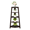 GAOMON 5-layer Fan-shaped Corner Shelf Household Organizer for Living Room Brown