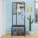 GAOMON 2-in-1 Coat Rack with 2 Layer Mesh Clothes Organizer with Hooks Brown