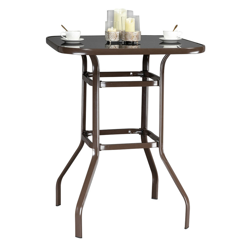 GAOMON Bar Table Patio Table Bistro High Top Patio Table Outdoor Brown