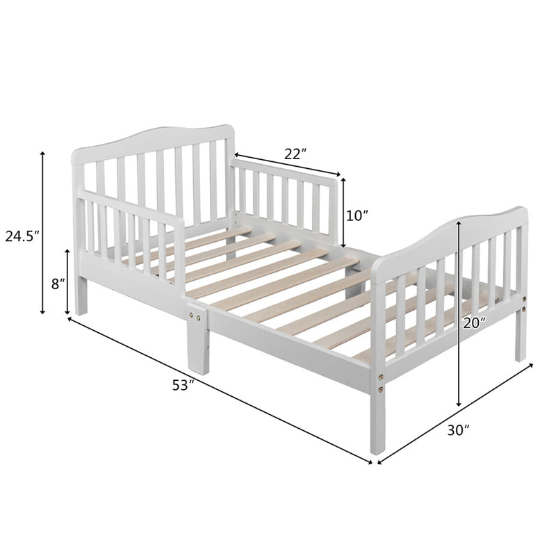 GAOMON Wooden Baby Toddler Bed Pine Children Bedroom Furniture with Safety Guardrail