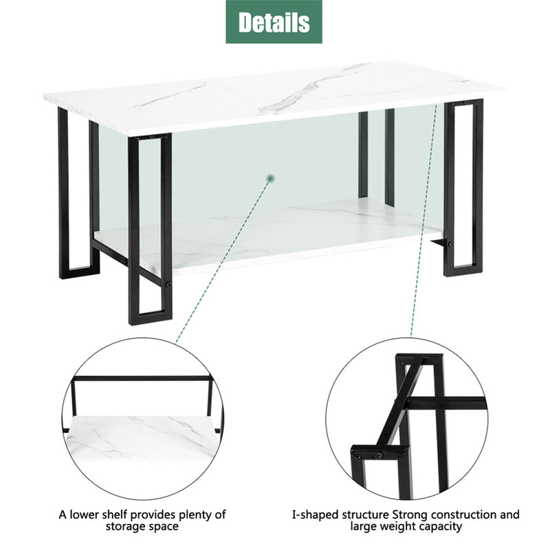 GAOMON 2 Layers 1.5cm Thick Rectangle Coffee Table