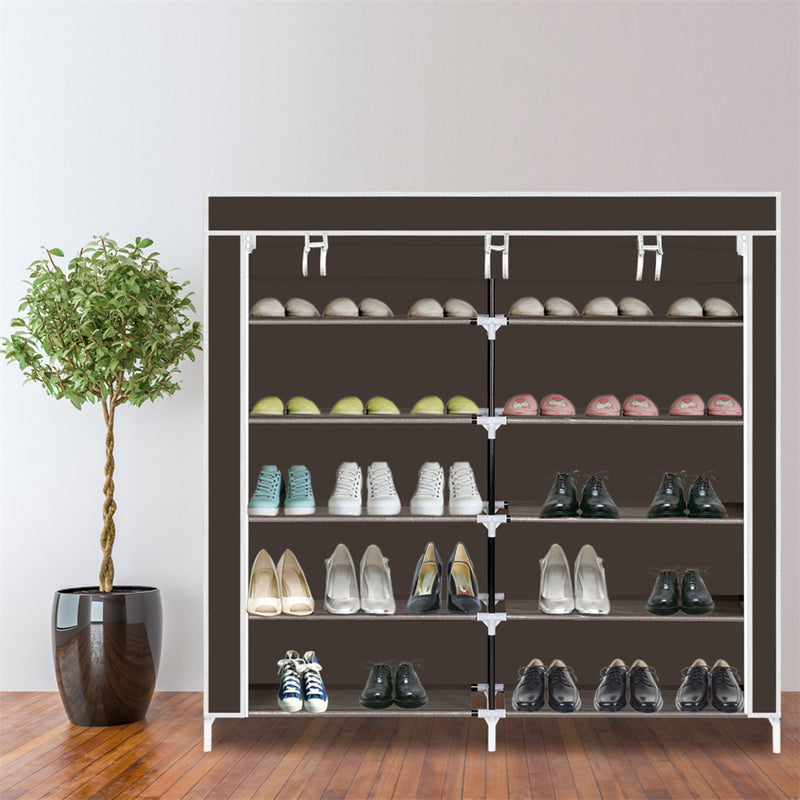 GAOMON 7 Layers 14 Grids Shoe Rack Cabinet 110*28*115cm Storage Dark Brown