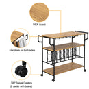 GAOMON 3-tier Wine Rack Cart Kitchen Rolling Storage Bar Wood Table Serving Trolley Black
