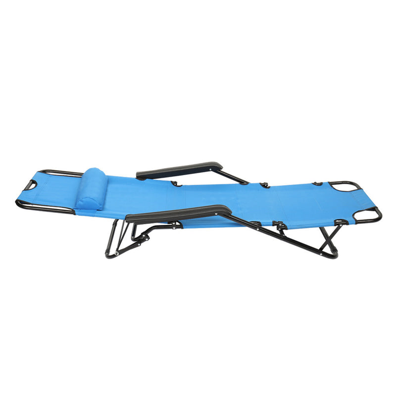GAOMON Portable Camping Outdoor Seat Lounge Travel Folding Dual-use Extended Recliner Blue
