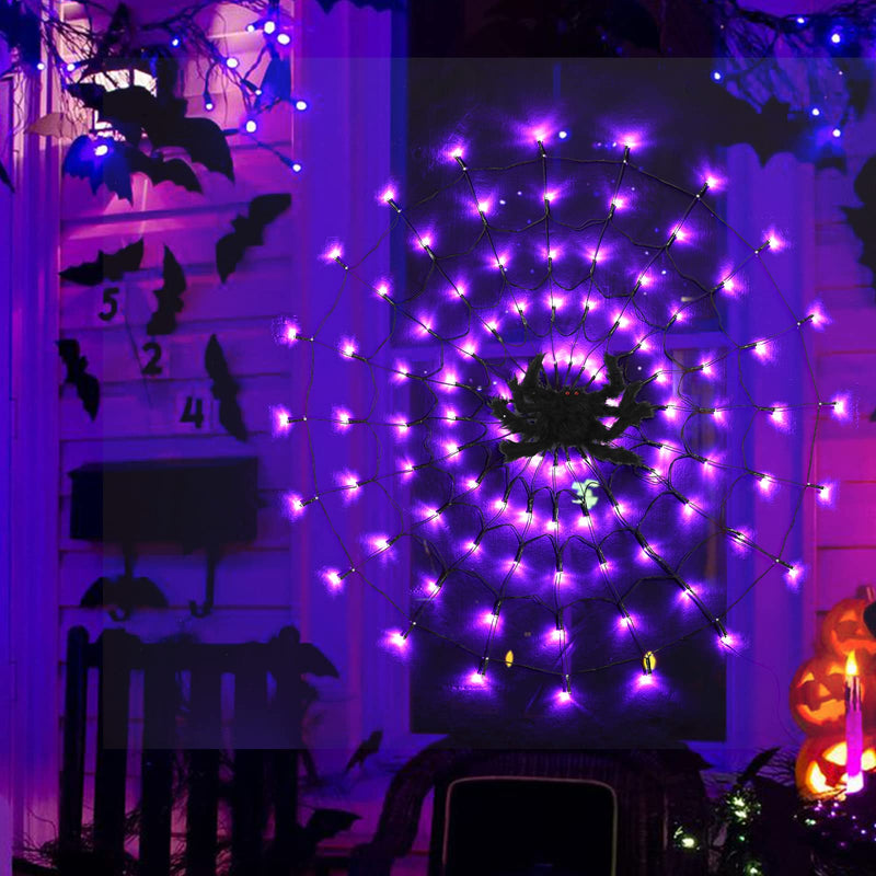 GAOMON Halloween Purple Spider Web Lights Waterproof