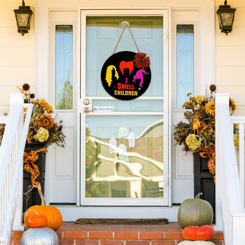 GAOMON 12"Halloween Door Sign I Smell Children Wooden Black