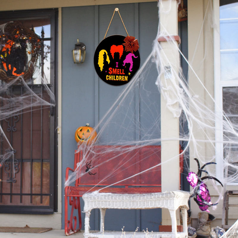 GAOMON 12"Halloween Door Sign I Smell Children Wooden Black